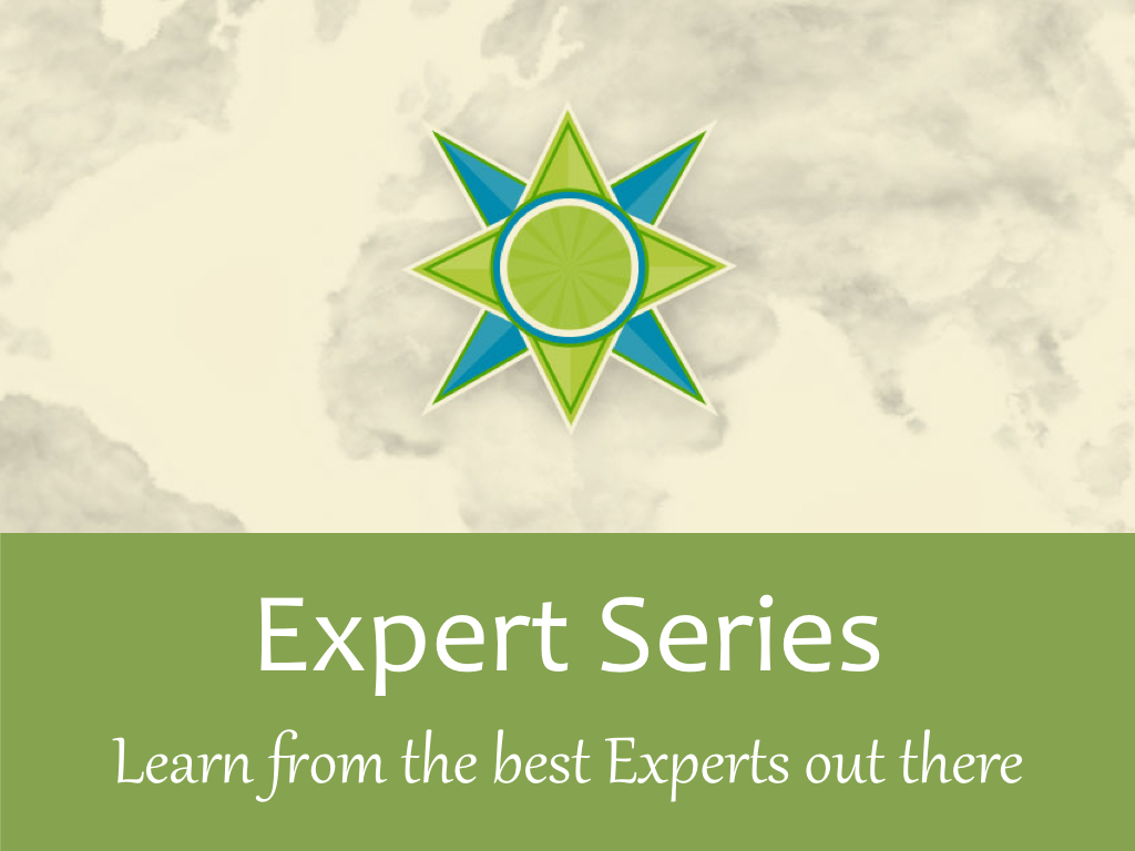 Leadership Expert Series Logo in green with worldmap and compass